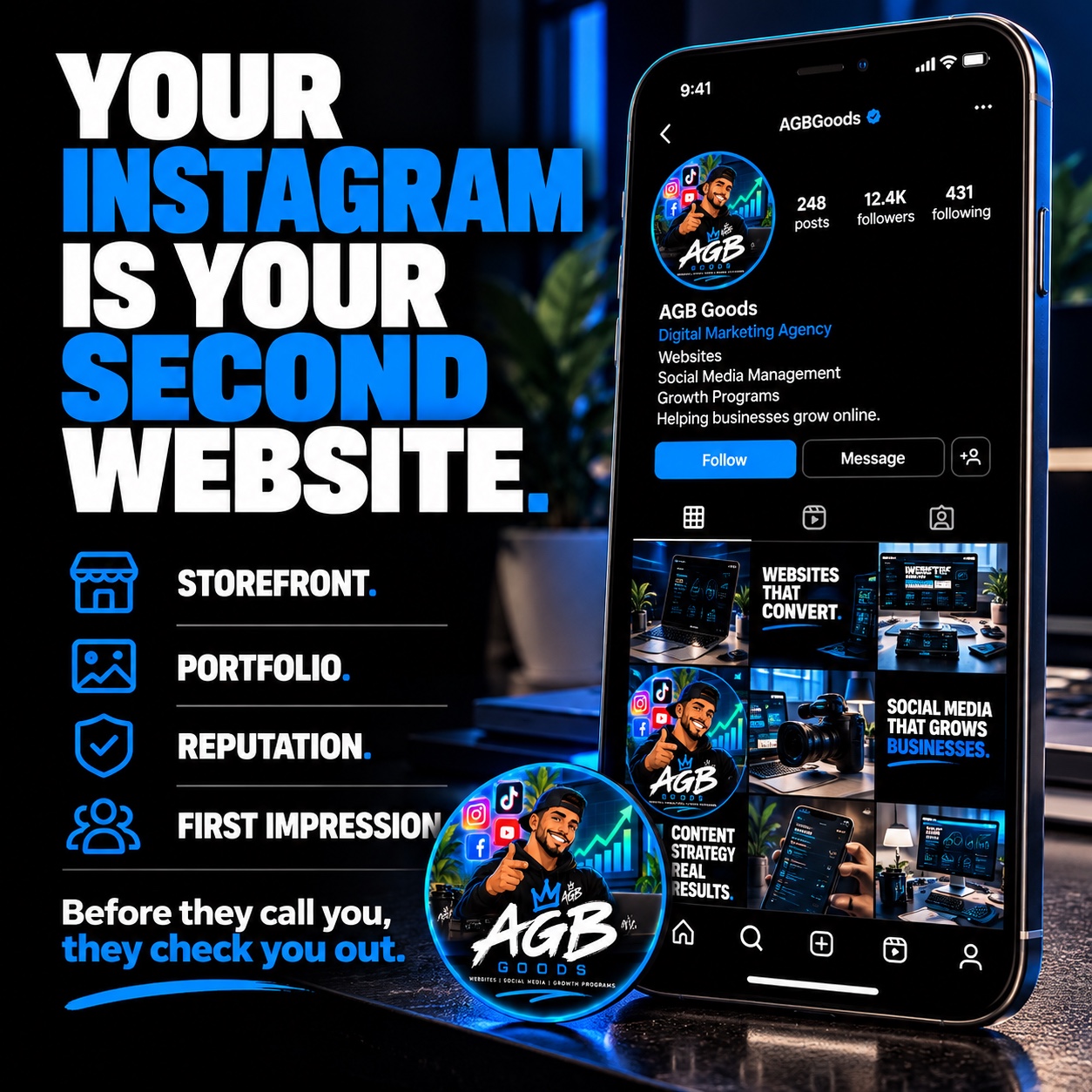 AGB Goods graphic: your Instagram is your second website